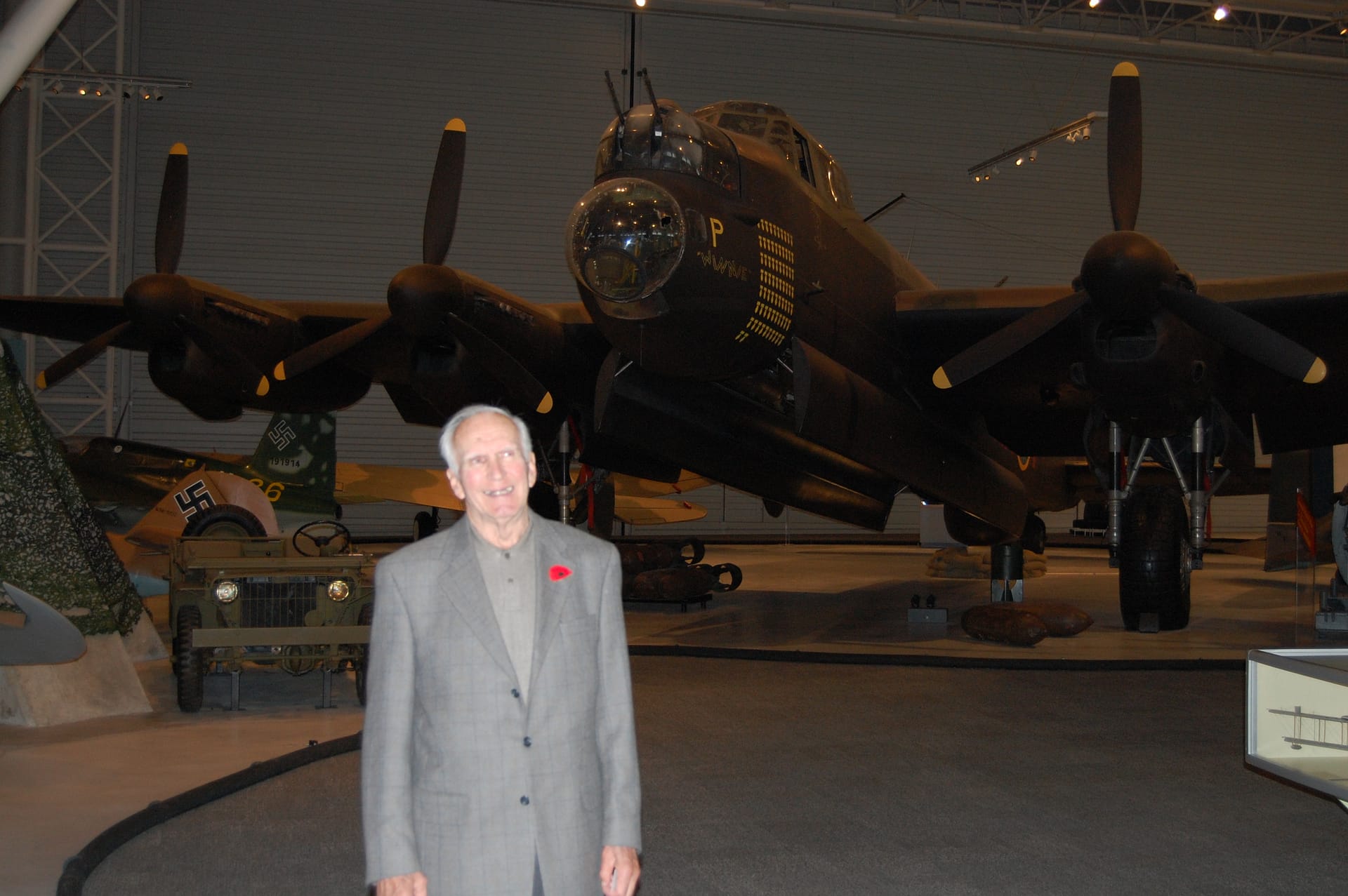 Charlie in front of a Lancaster