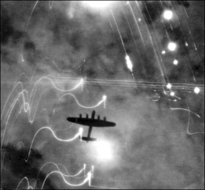 Lancaster and flares to mark the target